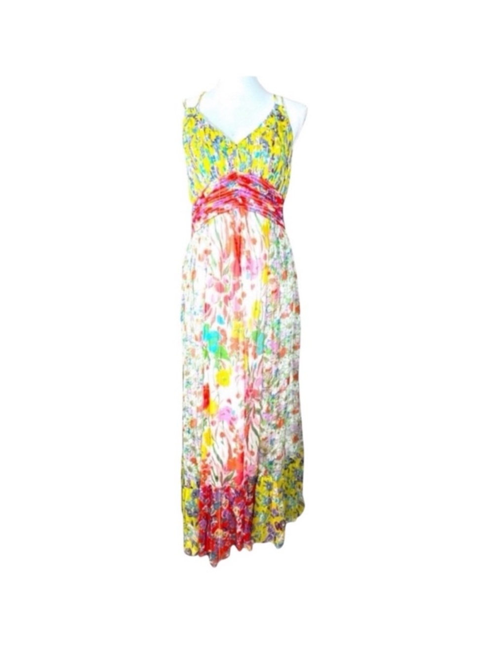 ANTHROPOLOGIE Malibu Halter Neck Floral Maxi, Empire Waist, Size 6.